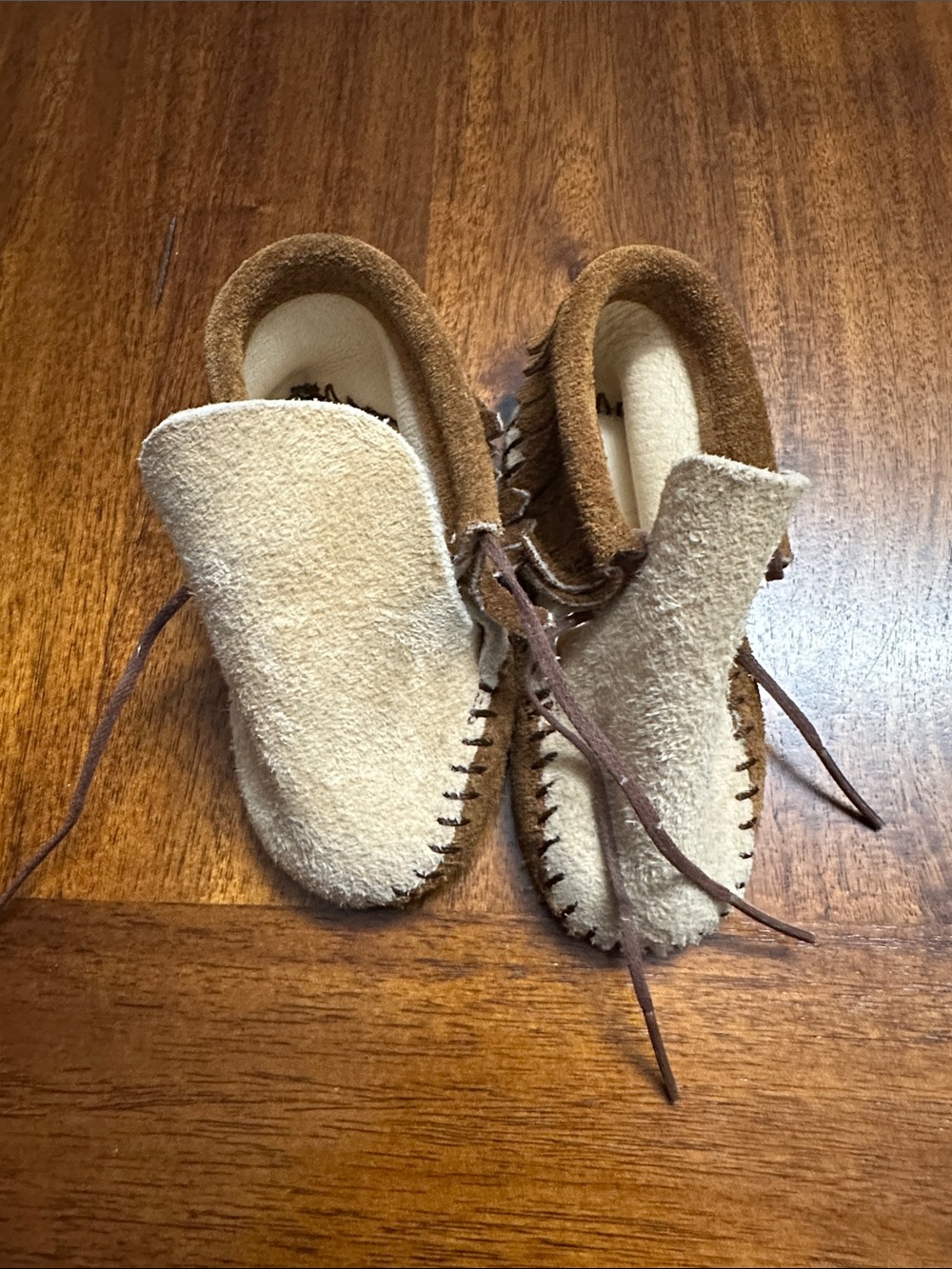 Kids Beige Suede Moccasin Shoes